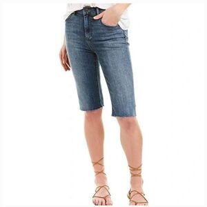 Johnny Was High Rise Raw Hem Cut Off Denim Bermuda Shorts
